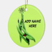 Persoonlijke Groene Bean-Cartoon Keramisch Ornament (Links)