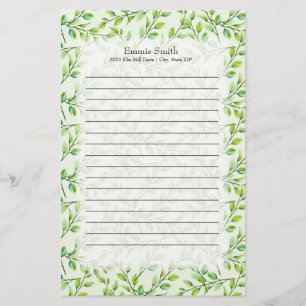 Persoonlijke groene bladeren en takken briefpapier