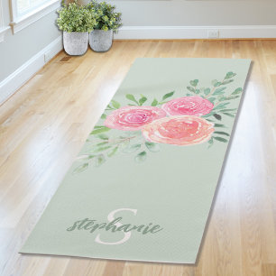 Persoonlijke groene bloemen yogamat