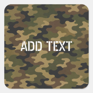 Persoonlijke groene camouflage leger vierkante sticker