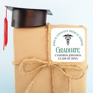 Persoonlijke groene diploma-uitreikingsfeest van d vierkante sticker