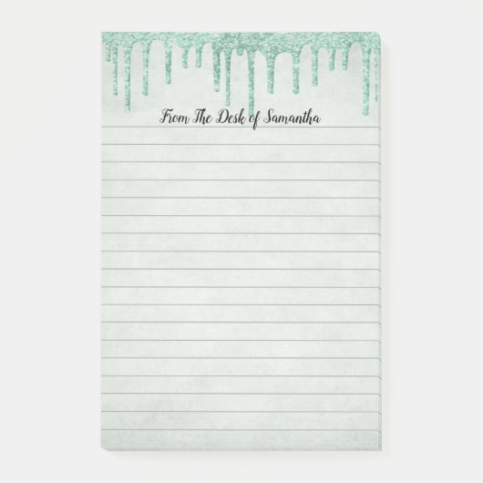 Persoonlijke groene druipende glitter post-it® notes (Voorkant)