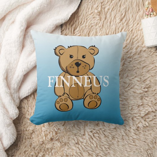 Persoonlijke groene en blauwe gestreepte teddybeer kussen (Deken)