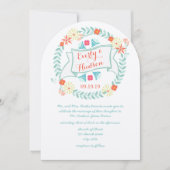Persoonlijke groene en roze slinger bruiloft kaart (Voorkant)