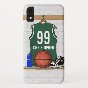 Persoonlijke Groene en Witte Basketball Jersey iPhone XR Hoesje