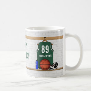 Persoonlijke Groene en Witte Basketball Jersey Koffiemok