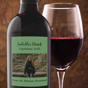 Persoonlijke Groene Foto Land Herfst Wijn Etiket