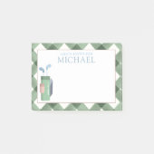 Persoonlijke groene gingham golfkids lunchtas  post-it® notes (Voorkant)