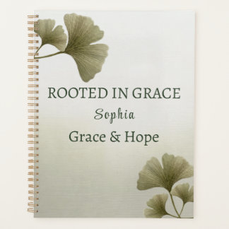 Persoonlijke Groene Ginkgo Blad Aangepaste Naam Planner