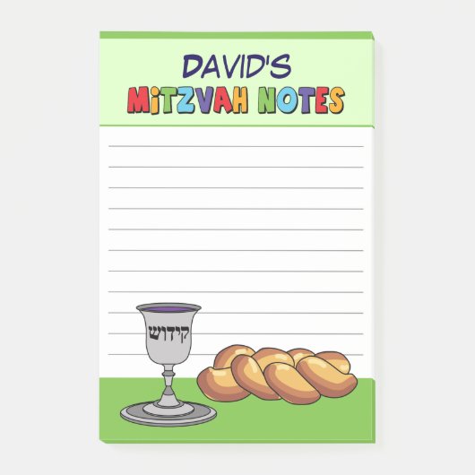 Persoonlijke Groene Kiddish Mitzvah Post-it® Notes (Voorkant)