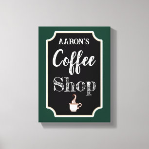 Persoonlijke groene koffiezaak kunst canvasprint canvas afdruk