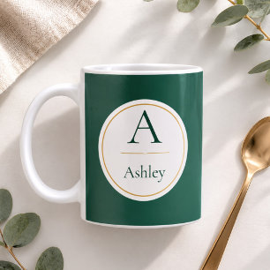 Persoonlijke Groene Monogram Naam Elegant  Koffiemok