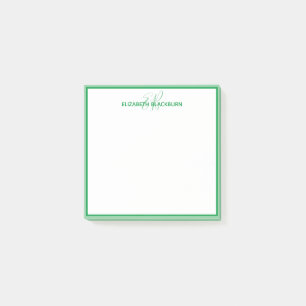 Persoonlijke groene monogramnaam minimalistisch tr post-it® notes
