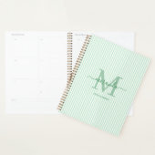 Persoonlijke groene pinstripemonogramplanner planner (Display)