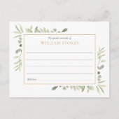 Persoonlijke Groene Rouwkaart Om Een Herinnering T Briefkaart (Voorkant)