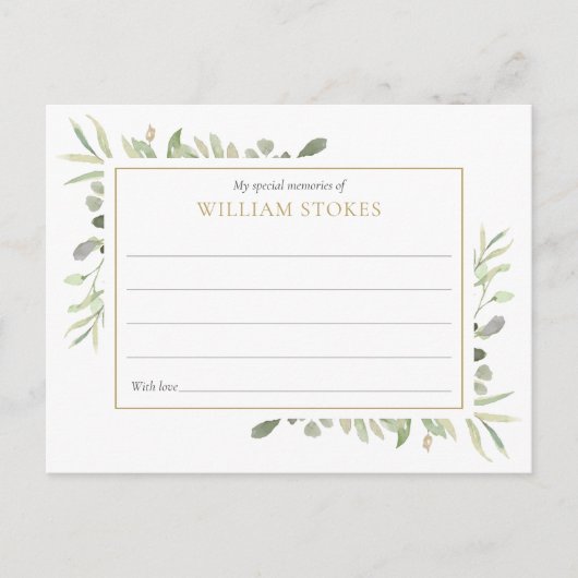 Persoonlijke Groene Rouwkaart Om Een Herinnering T Briefkaart (Voorkant)