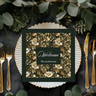 Persoonlijke groene servetten botanische pastel ti