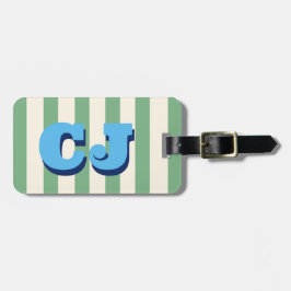 Persoonlijke groene streep monogram aangepaste ini bagagelabel