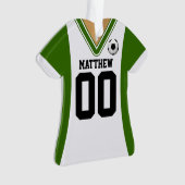 Persoonlijke Groene/Witte Voetbal Jersey Ornament (voorkant)