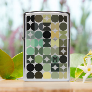 Persoonlijke Groene Zwarte Retro Kunst Zippo Aanst