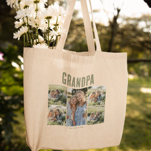 Persoonlijke Grootvader 5 Fotocollage Grote Tote Bag