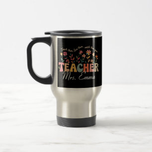 Persoonlijke Groovy Bloemen Leraar Maatwerk Cadeau Reisbeker