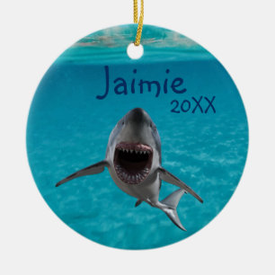 Persoonlijke Grote Witte Haai Oceaan Keramisch Ornament