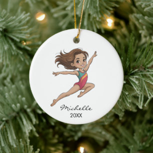 Persoonlijke Gymastiek turnmeisje Kerstmis Keramisch Ornament