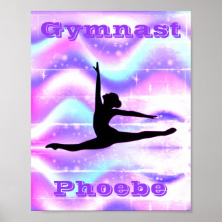 Persoonlijke Gymnast Naam Paarse Turnen Poster