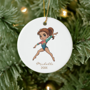 Persoonlijke Gymnast turnen Meisje Kerstmis Keramisch Ornament