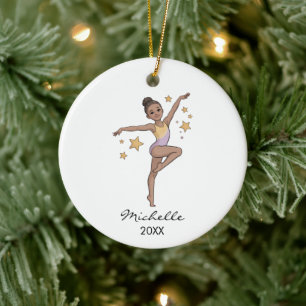 Persoonlijke Gymnast turnen Meisje Kerstmis Keramisch Ornament