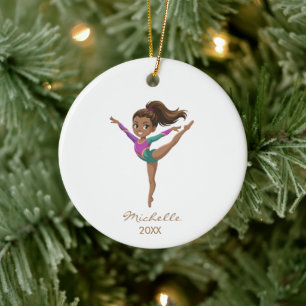 Persoonlijke Gymnast turnen Meisje Kerstmis Keramisch Ornament