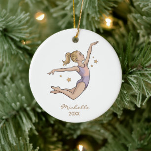 Persoonlijke Gymnast turnen Meisje Kerstmis Keramisch Ornament