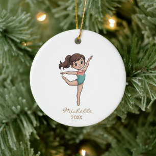 Persoonlijke Gymnast turnen Meisje Kerstmis Keramisch Ornament