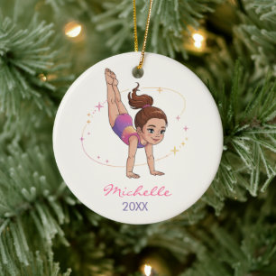 Persoonlijke Gymnast turnen Meisje Kerstmis Keramisch Ornament