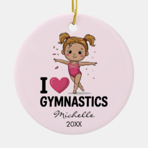 Persoonlijke Gymnast turnen Meisje Kerstmis Keramisch Ornament