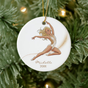 Persoonlijke Gymnast turnster Meisje Kerstmis Keramisch Ornament