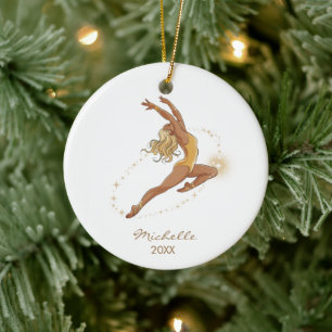 Persoonlijke Gymnast turnster Meisje Kerstmis Keramisch Ornament