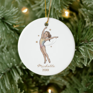 Persoonlijke Gymnast turnster Meisje Kerstmis Keramisch Ornament