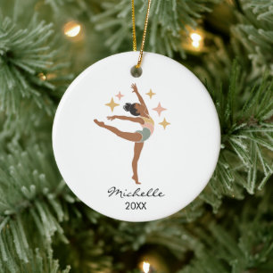 Persoonlijke Gymnast turnster Meisje Kerstmis Keramisch Ornament