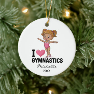 Persoonlijke Gymnast turnster Meisje Kerstmis Keramisch Ornament