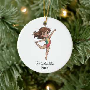 Persoonlijke Gymnast turnster Meisje Kerstmis Keramisch Ornament