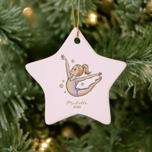 Persoonlijke Gymnast turnster Meisje Kerstmis Keramisch Ornament