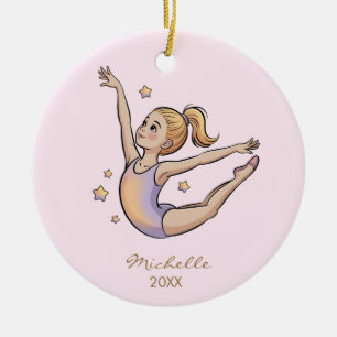Persoonlijke Gymnast turnster Meisje Kerstmis Keramisch Ornament