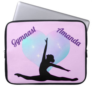 Persoonlijke gymnastiek paarse gymnaste voor meisj laptop sleeve