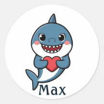 Persoonlijke haaien-valentijnsticker voor jongens