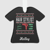 Persoonlijke haar Stylist Ugly KerstSweater Ornament (achterkant)