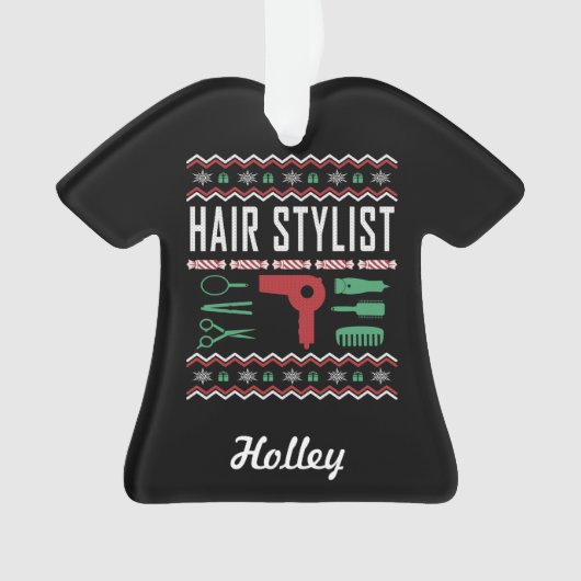 Persoonlijke haar Stylist Ugly KerstSweater Ornament (voorkant)