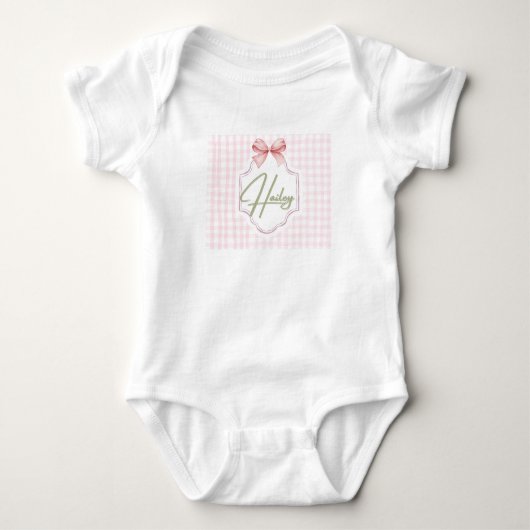 Persoonlijke Hailey Baby Meisje Slaapkamer Boog & Romper (Voorkant)