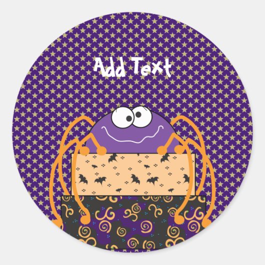 Persoonlijke Halloween-cadeaus, paarse spin Ronde Sticker (Voorkant)